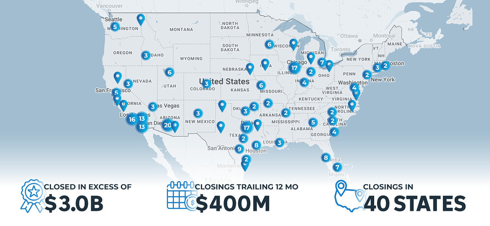 Map showing our success in closings.
